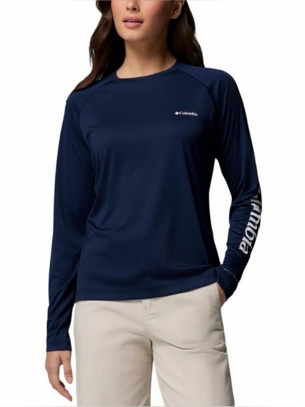 NEW Columbia Women’s UPF 50 Outdoor Navy Blue Long Sleeve Sun Tee, Size XXL